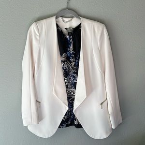 White House Black Market Ivory Blazer with Zippered Pockets